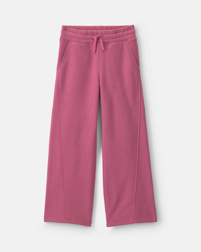 Girls Fleece Wide-Leg Active Pants - Pink
