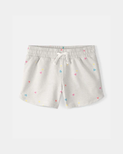 Girls Heart French Terry Shorts - Grey