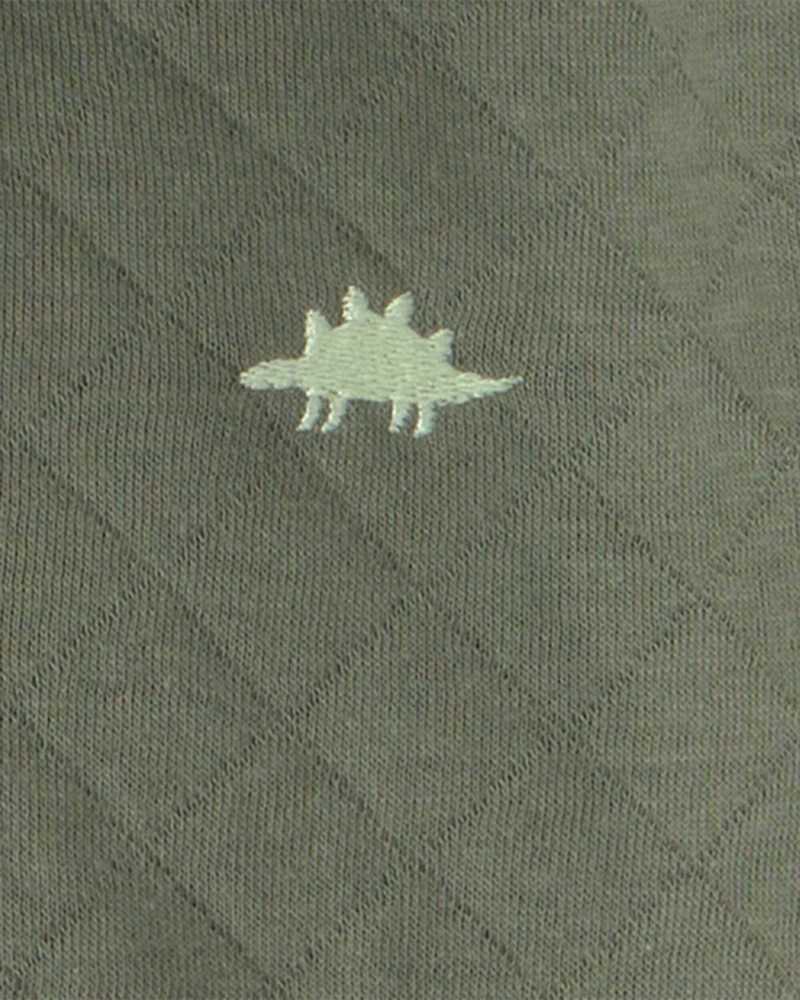 Baby Boy 3-Piece Dinosaur Quilted French Terry Layering Set - Olive Green