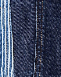 Toddler Hickory Stripe Denim Jacket with Teddy Fleece Collar - Blue