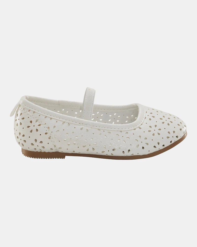 Toddler Floral Ballet Flats - White