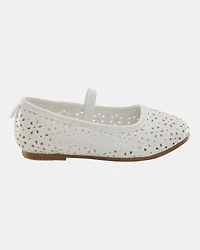 Toddler Floral Ballet Flats - White