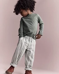 Toddler Striped French Terry Pocket Pants - Light Blue/Olive