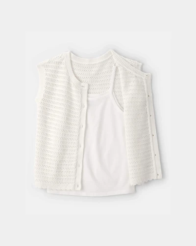Girls 2-Piece Sweater Top Set - White