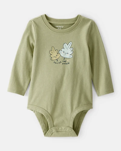 Baby Girl Auntie Cotton Long-Sleeve Graphic Bodysuit - Green