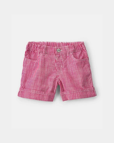 Toddler Girl Hickory Stripe Shorts - Red/Ivory