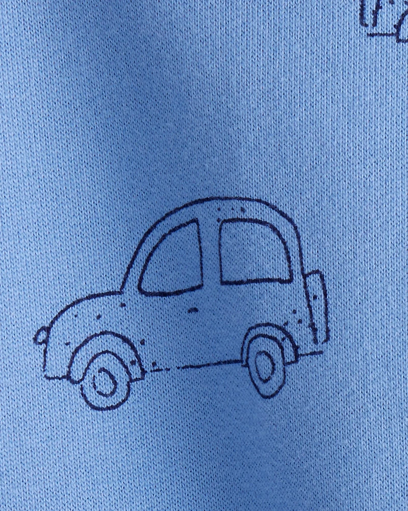 Baby 2-Piece Car Little Brother Long-Sleeve Bodysuit Pant Set - White/Blue