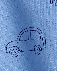 Baby 2-Piece Car Little Brother Long-Sleeve Bodysuit Pant Set - White/Blue