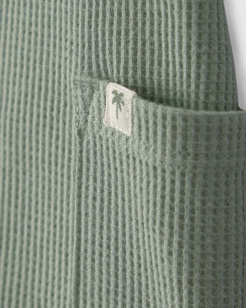 Baby Boy Waffle-Knit Sleeveless Romper - Green