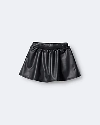Toddler Girl Reagan Skort in Faux Leather - Black