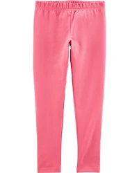 Girls Cotton Stretch Leggings - Pink