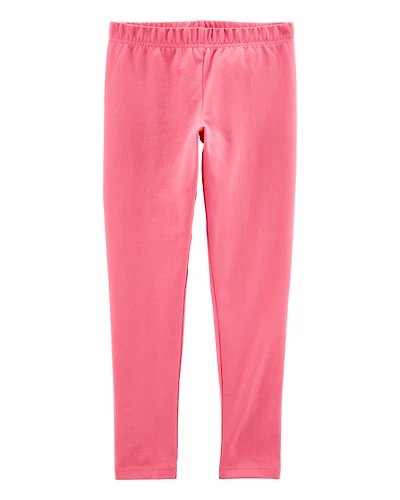 Girls Cotton Stretch Leggings - Pink