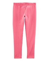Girls Cotton Stretch Leggings - Pink