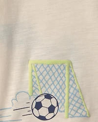 Toddler Boy Dinosaur Soccer Graphic Tee - Cream