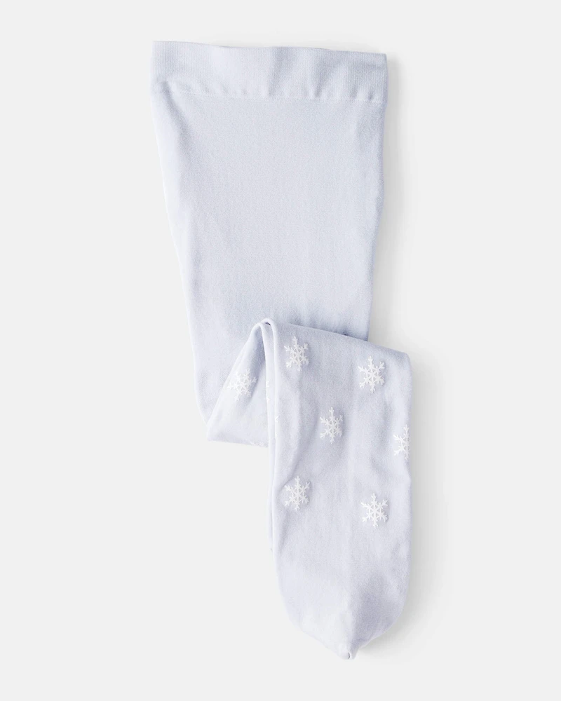 Baby Girl Snowflake Print Tights - Blue