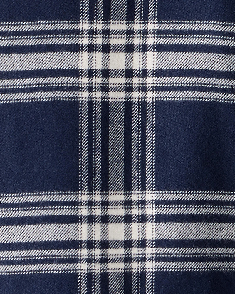 Kid Organic Cotton Button-Front Flannel Shirt