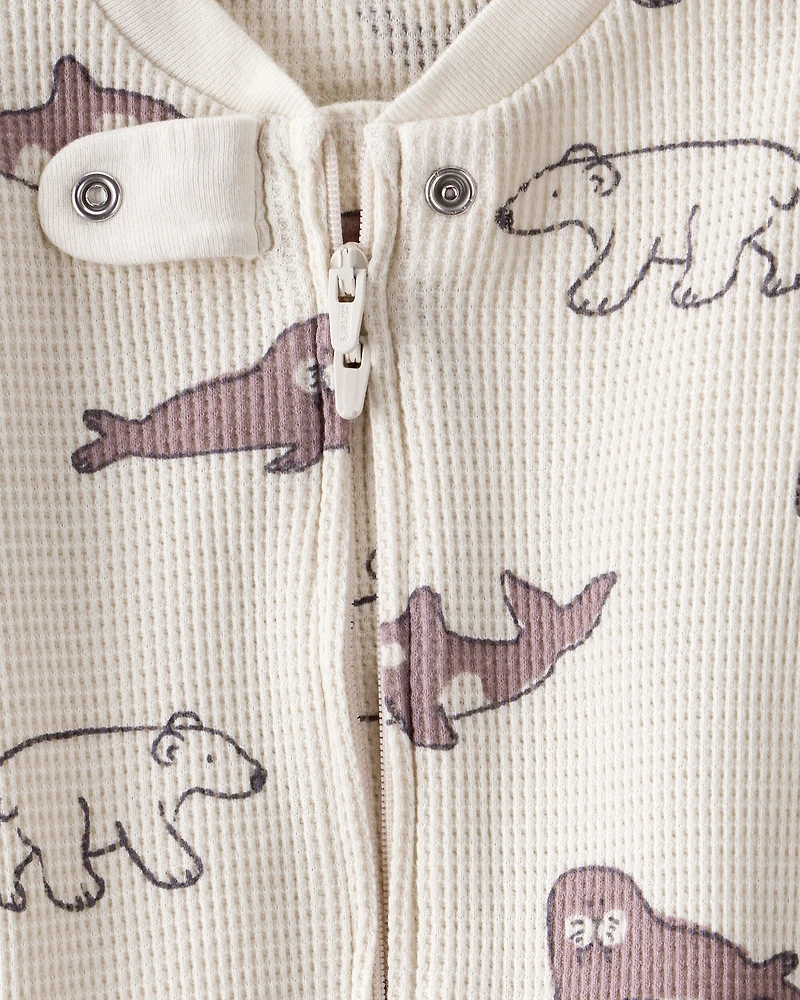 Baby Waffle Knit Sleep & Play Pajamas Made with Organic Cotton in Artic Friends Print
