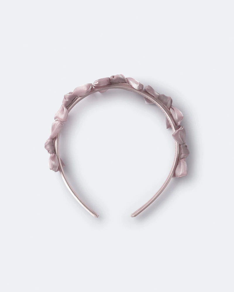 Toddler Girl Bow Headband - Mauve