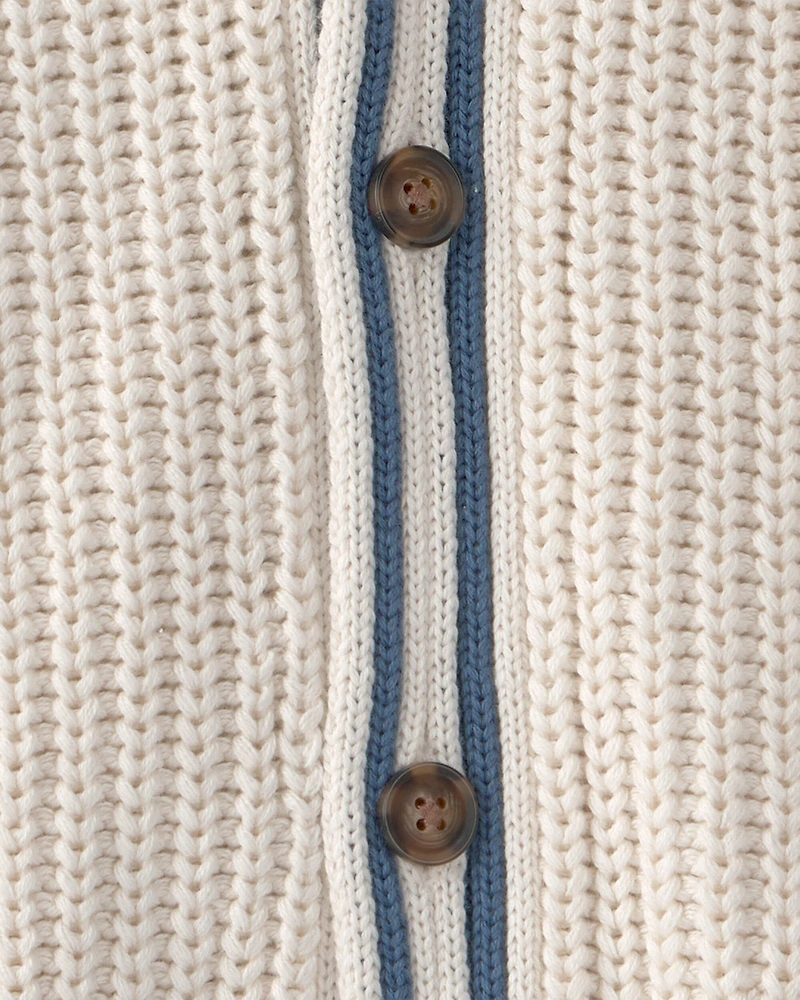 Boys Striped Cardigan Sweater - Cream