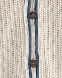 Boys Striped Cardigan Sweater - Cream