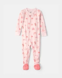 Baby Girl Seashell 100% Cotton Snug Fit 1-Piece Pajama - Pink