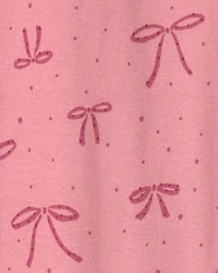 Baby Girl 1-Piece Bows 2-Way Zip 100% Cotton Snug Fit Footed Pajama - Pink
