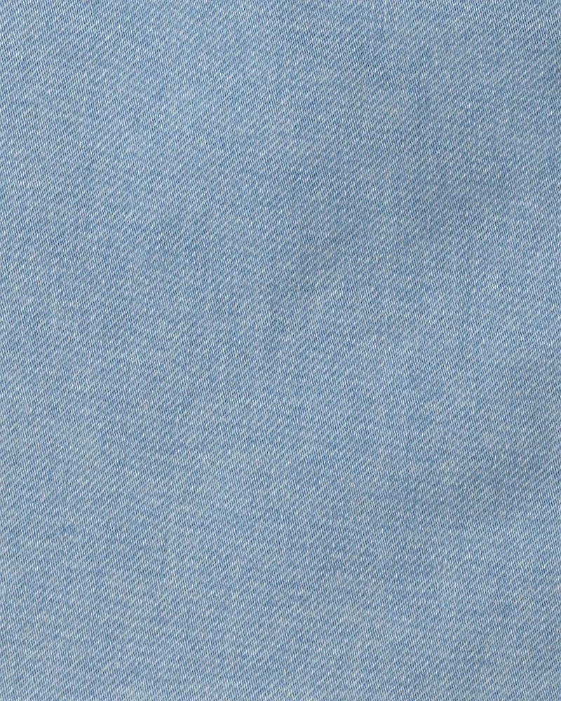 Girls Button-Front Long-Sleeve Denim Dress - Blue