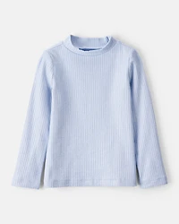 Toddler Girl Shimmer Rib Mock Neck Top - Blue