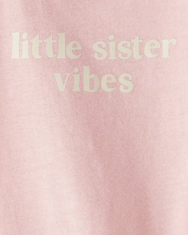 Baby Girl 'Little Sister Vibes' Short-Sleeve Graphic Bodysuit - Pink