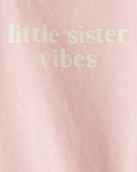 Baby Girl 'Little Sister Vibes' Short-Sleeve Graphic Bodysuit - Pink