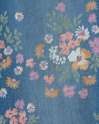 Girls Floral Denim Wide-Leg Jeans - Medium Wash