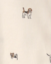 Toddler Boy Dog Long-Sleeve Button-Down Shirt - Cream
