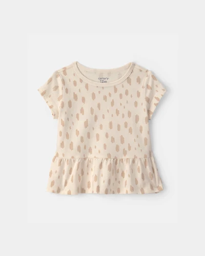 Baby Girl Dot Relaxed Peplum Top - Cream