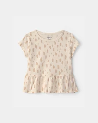 Baby Girl Dot Relaxed Peplum Top - Cream