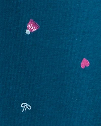 Kid Ice Skate Print Cozy Fleece Pull-On Stretch Leggings - Blue