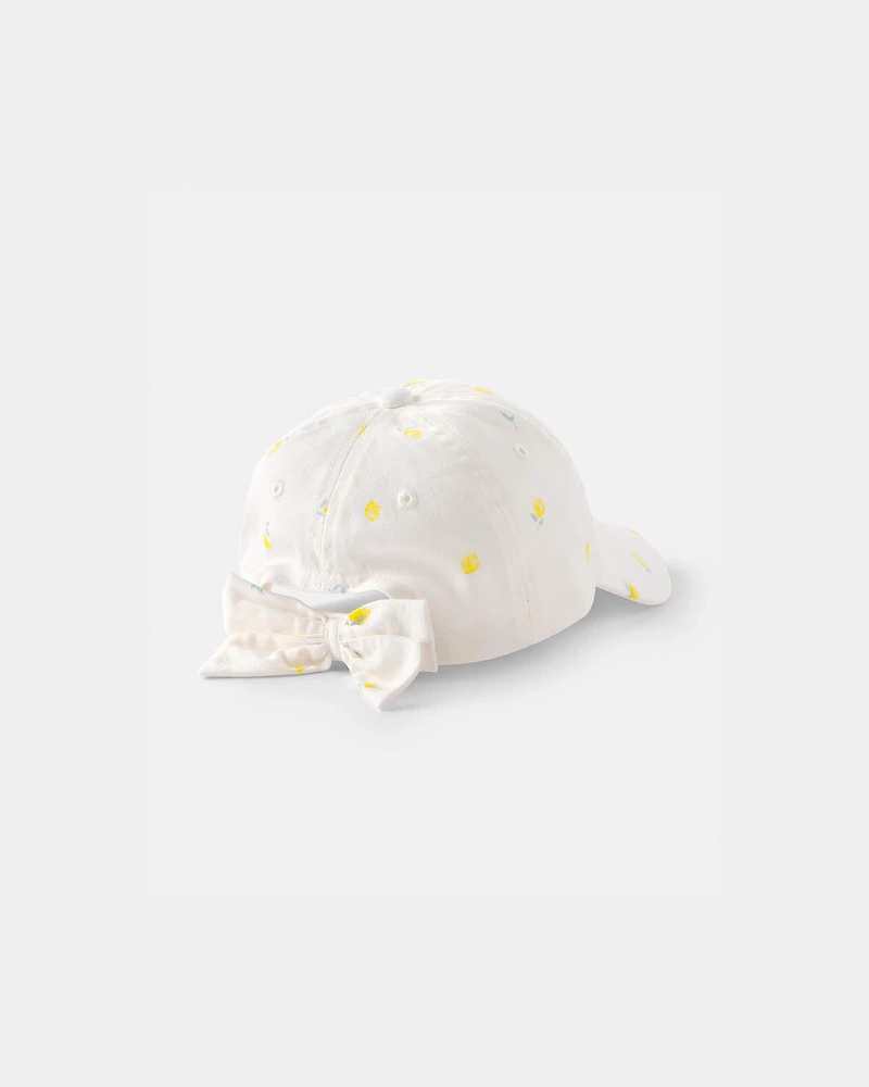 Girls Lemon Baseball Hat - White