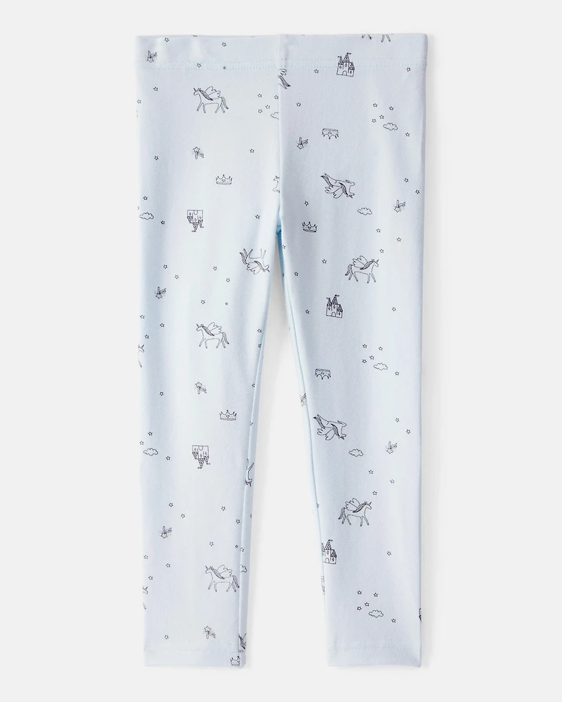 Toddler Girl 2-Piece Unicorn Top & Cotton Leggings Set - Blue