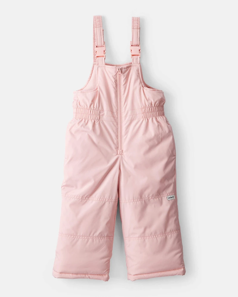 Toddler Girl Overall Snow Bibs - Pink