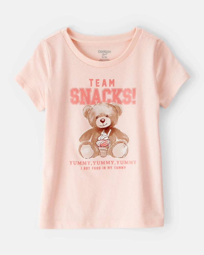 Toddler Girl Team Snacks Bear Short-Sleeve Graphic Tee - Pink