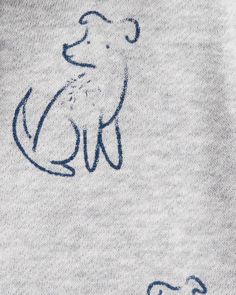 Baby Boy DayDream Fleece Dog Print Long-Sleeve Hoodie - Grey