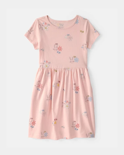 Girls Easter Floral Short-Sleeve Dress - Pink