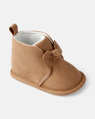Baby Girl Bow High-Top Casual Shoes - Brown