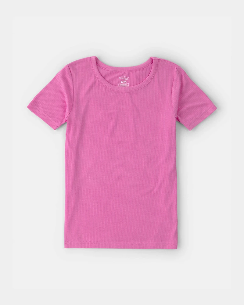 Girls PurelySoft Short-Sleeve Snug Fit 2-Piece Pajama Set - Pink