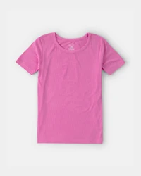 Girls PurelySoft Short-Sleeve Snug Fit 2-Piece Pajama Set - Pink