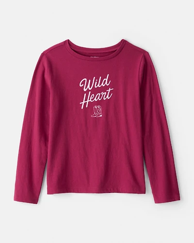 Girls Wild Heart Long-Sleeve Graphic Tee - Pink