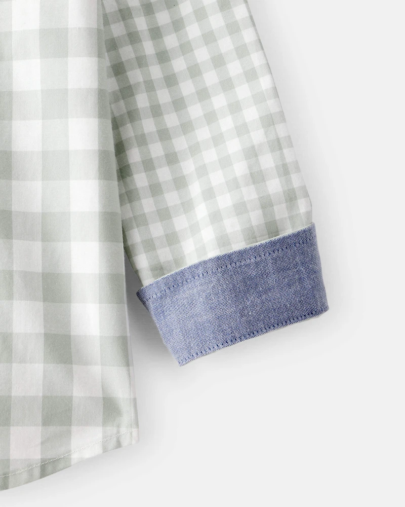 Toddler Boy Long-Sleeve Plaid Button Down Shirt - Green