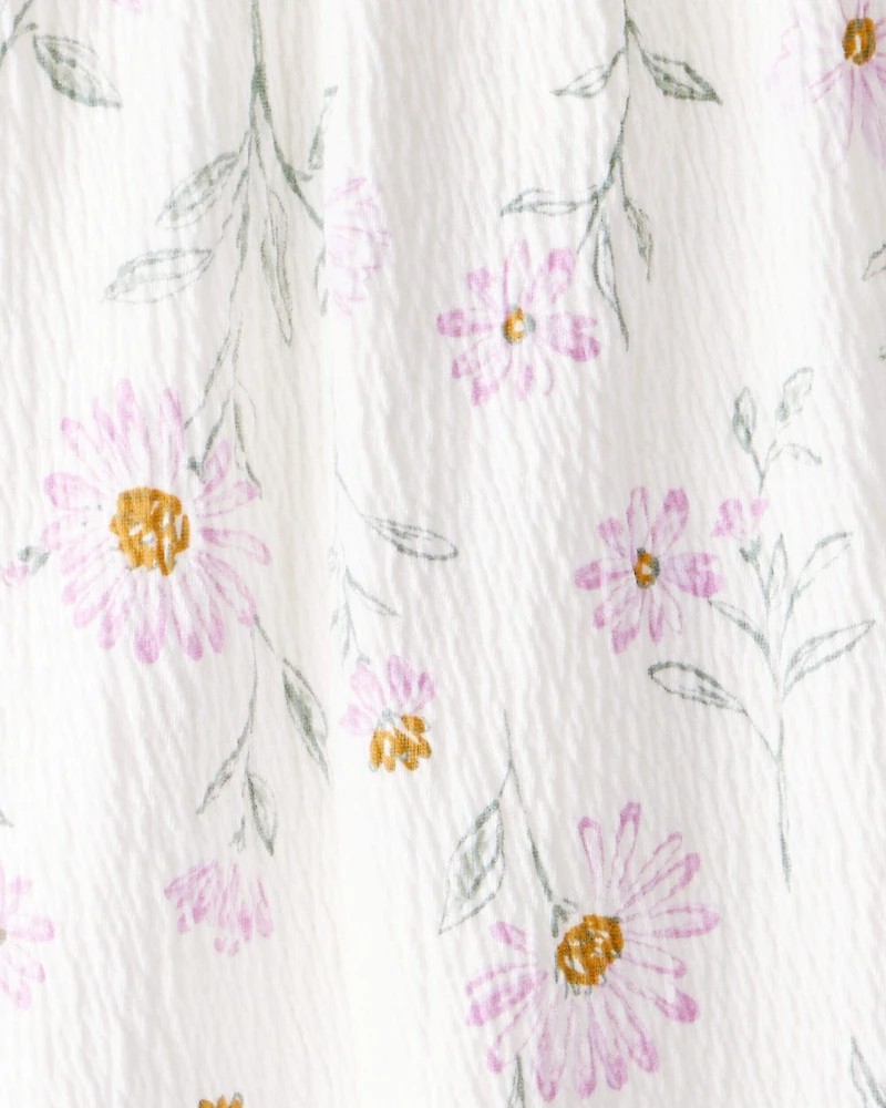 Baby Girl Floral Gauze Dress - White