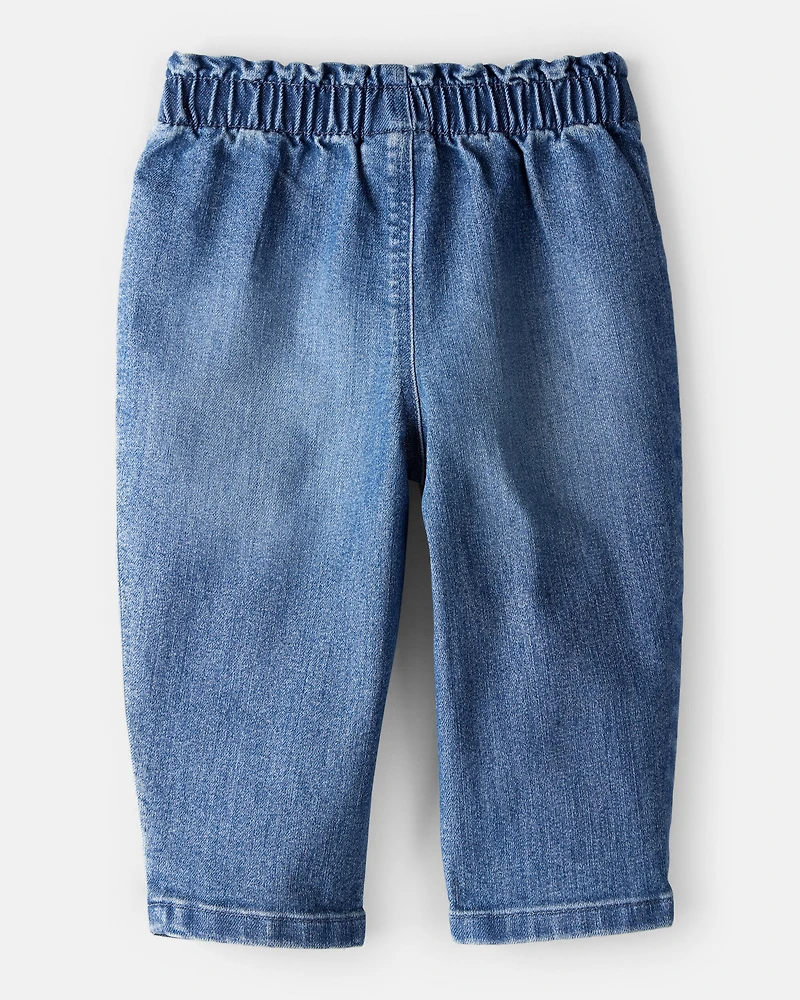 Baby Girl Heart Pocket Barrel Jeans - Blue