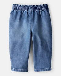 Baby Girl Heart Pocket Barrel Jeans - Blue