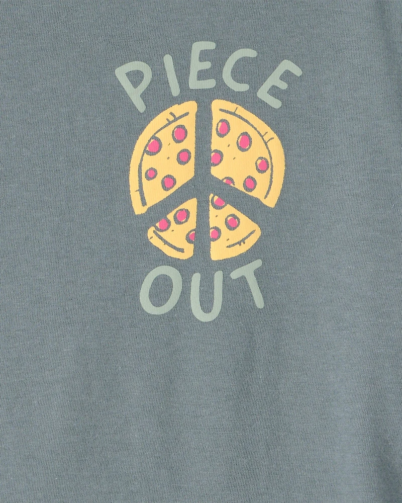 Kid 'Piece Out' Pizza Graphic Tee - Grey